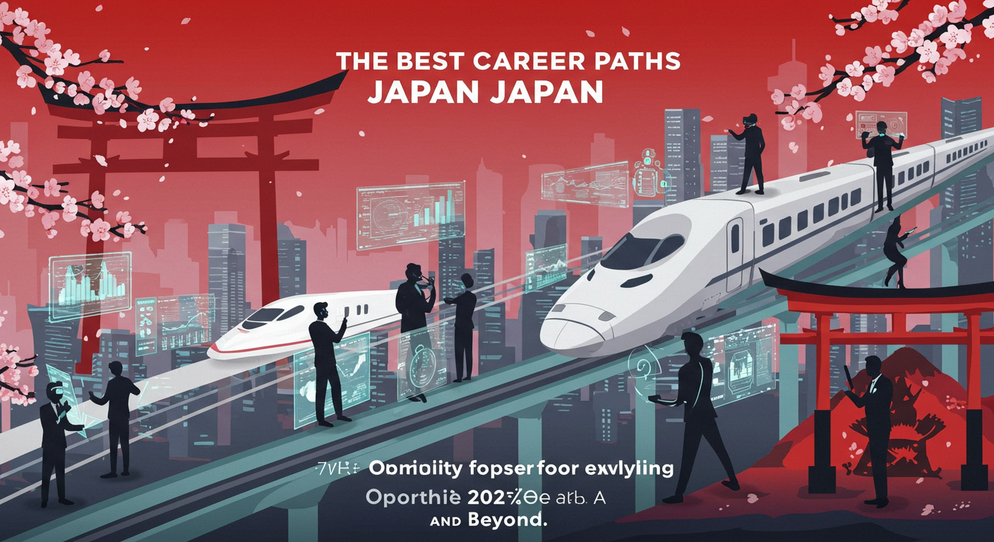 digital illustration of The Best Career Paths in Japan: Opportunities for 2025 and Beyond